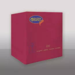 Serviettes NE PLUS UTILISER 25x25cm. 2 c. 1/4 Bordeaux (6D)